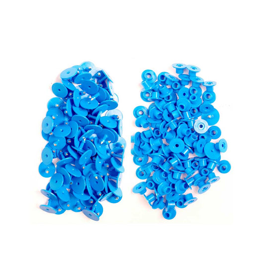 100x Cattle Ear Tags Set - Round Blue Pig Sheep Goat Small Blank Livestock Label - Pet And Farm