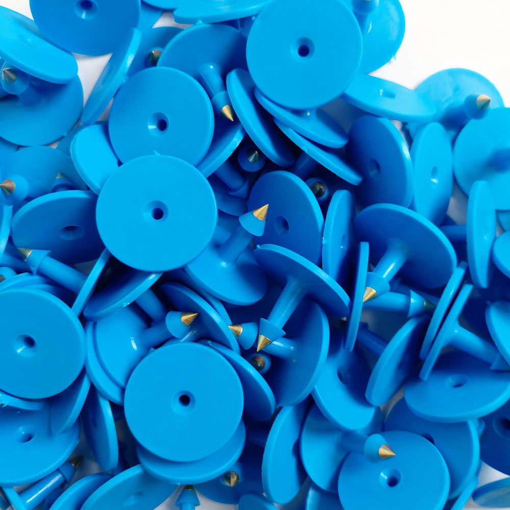 100x Cattle Ear Tags Set - Round Blue Pig Sheep Goat Small Blank Livestock Label - Pet And Farm