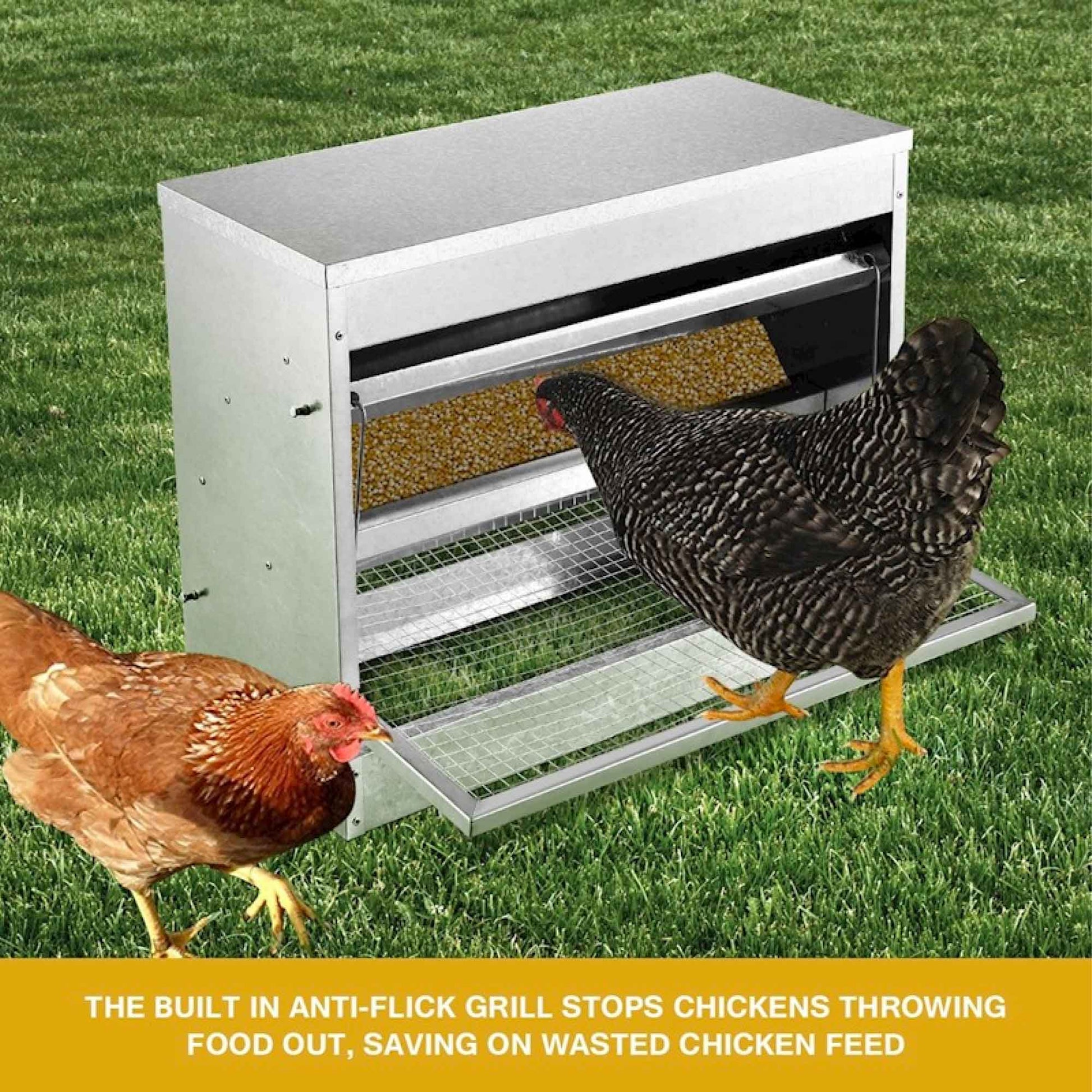 10kg Automatic Chook Chicken Feeder Poultry Auto Treadle Galvanised Metal Coop - Pet And Farm