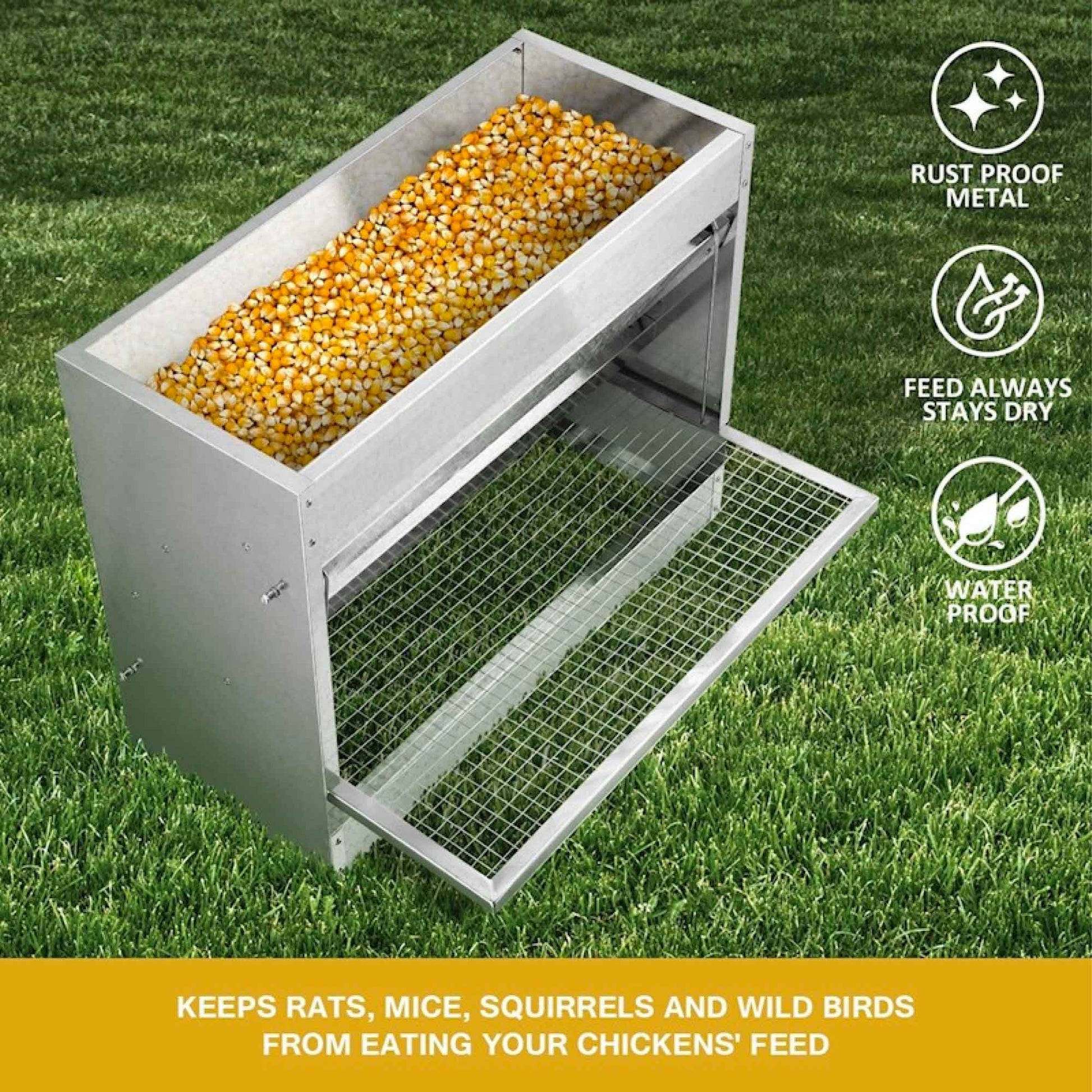 10kg Automatic Chook Chicken Feeder Poultry Auto Treadle Galvanised Metal Coop - Pet And Farm
