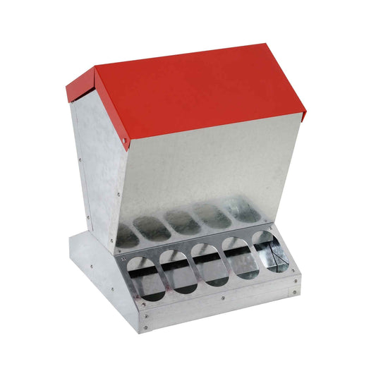 10kg Automatic Chook Chicken Feeder Poultry Auto Trough Galvanised Metal Feeders - Pet And Farm
