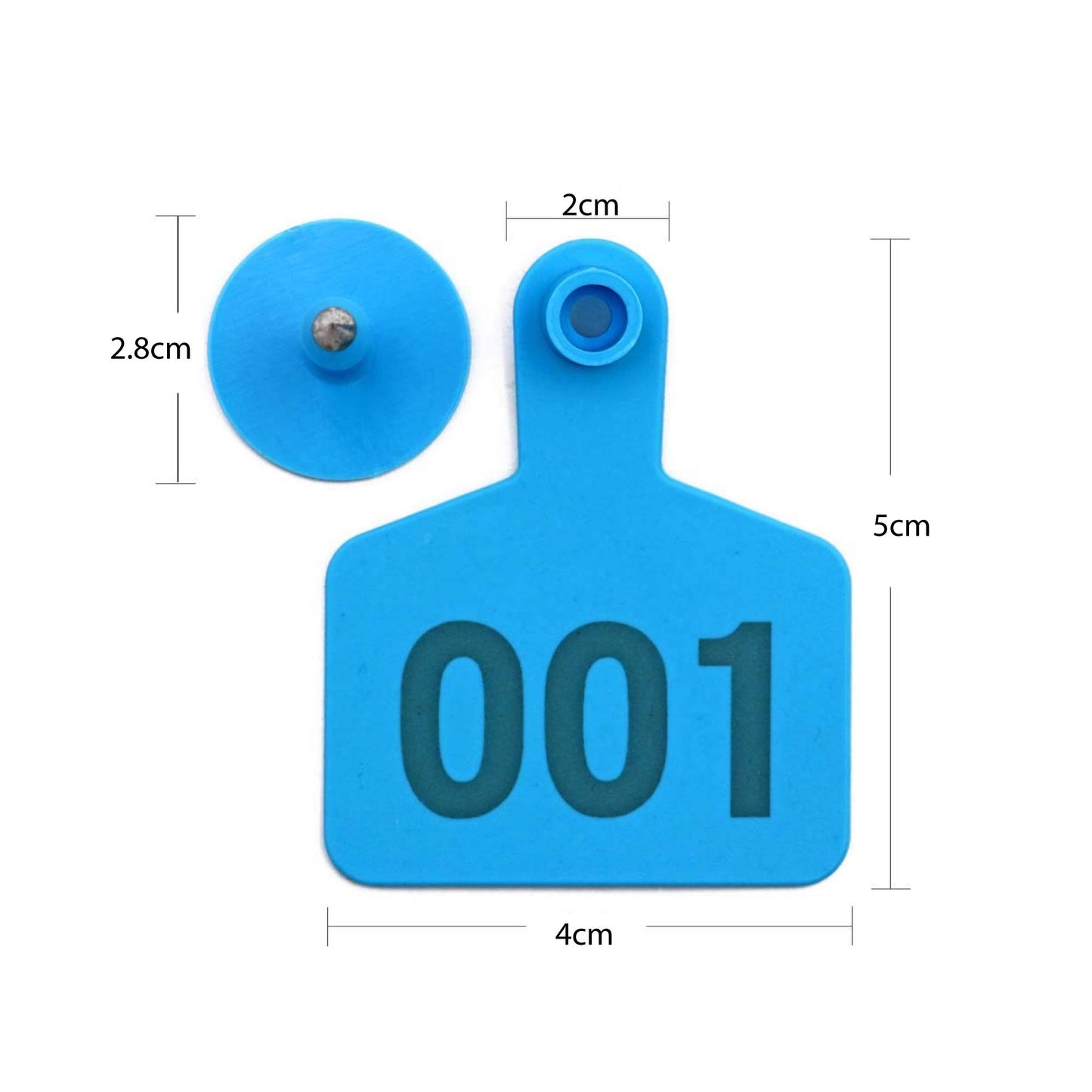 1-100 Cattle Number Ear Tags 5x4cm Set - Small Blue Pig Goat Livestock Label - Pet And Farm