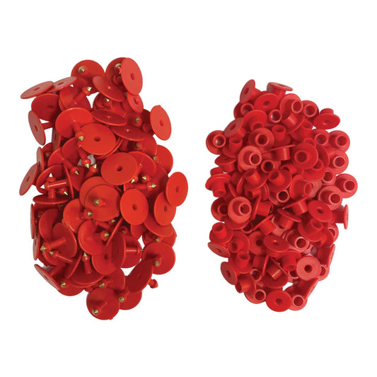 100x Cattle Ear Tags Set - Round Red Blank Pig Sheep Goat Cow Livestock Label - Pet And Farm