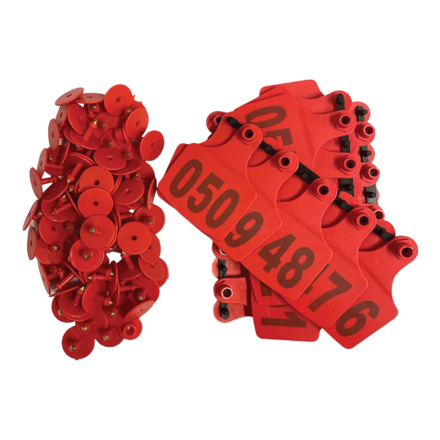1-100 Cattle Number Ear Tags 7.5x10cm Set - XL Red Cow Sheep Livestock Labels - Pet And Farm
