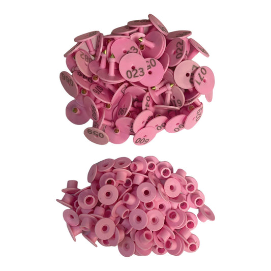 1-100 Cattle Number Ear Tag Set - Round Pink Pig Sheep Goat Livestock Label - Pet And Farm