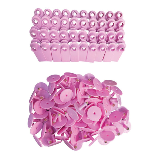 100x Cattle Ear Tags 5x2cm Set - Mini Pink Blank Pig Goat Livestock Label - Pet And Farm