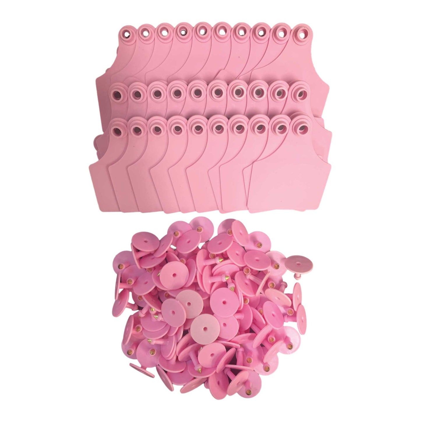 100x Cattle Ear Tags 7x10cm Set - Large Pink Blank Cow Sheep Livestock Label - Pet And Farm