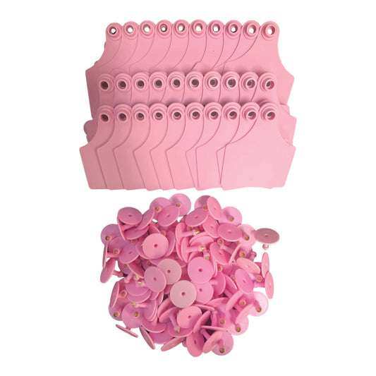 100x Cattle Ear Tags 7x10cm Set - Large Pink Blank Cow Sheep Livestock Label - Pet And Farm