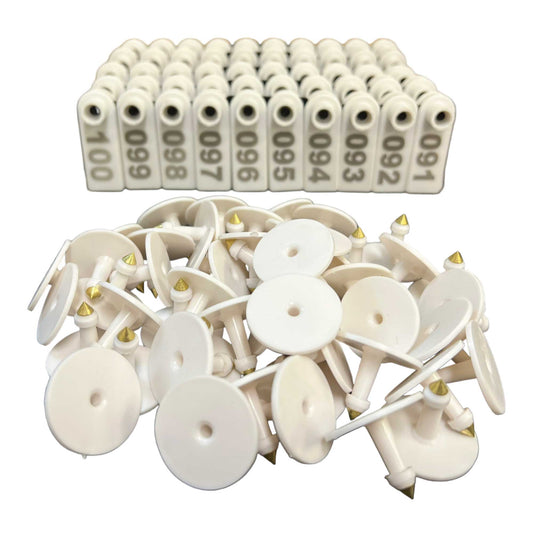 1-100 Cattle Number Ear Tag 5x2cm Set - Mini White Cow Sheep Pig Livestock Label - Pet And Farm
