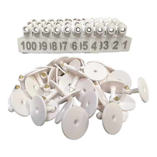 1-100 Cattle Number Ear Tags 5x4cm Set - Small White Pig Goat Livestock Label - Pet And Farm