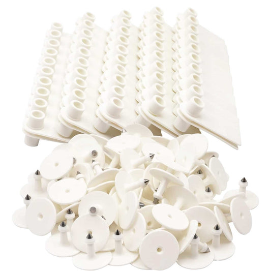 100x Cattle Ear Tags 5x2cm Set - Mini White Blank Pig Goat Livestock Label - Pet And Farm
