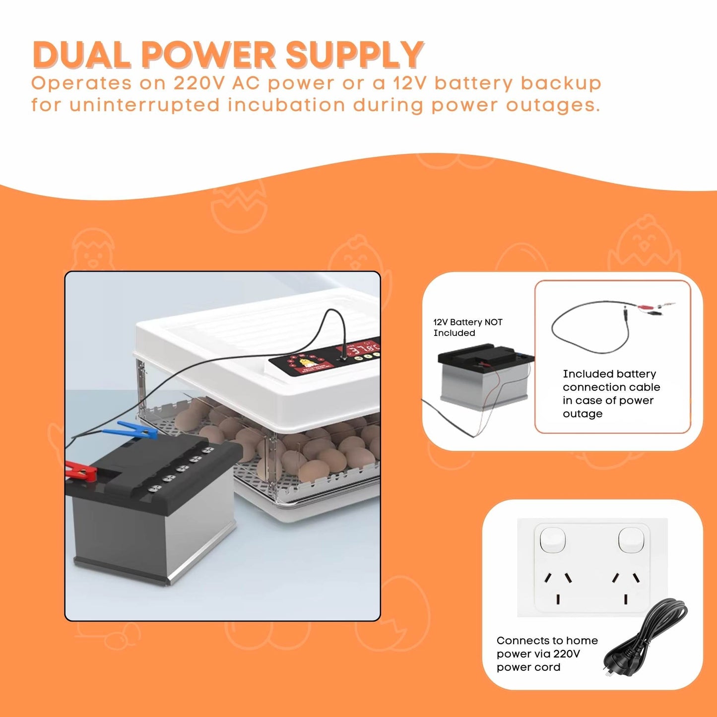 Automatic 130 Egg Incubator - Electric Digital Turning Chicken Quail Duck Hatching - Pet And Farm