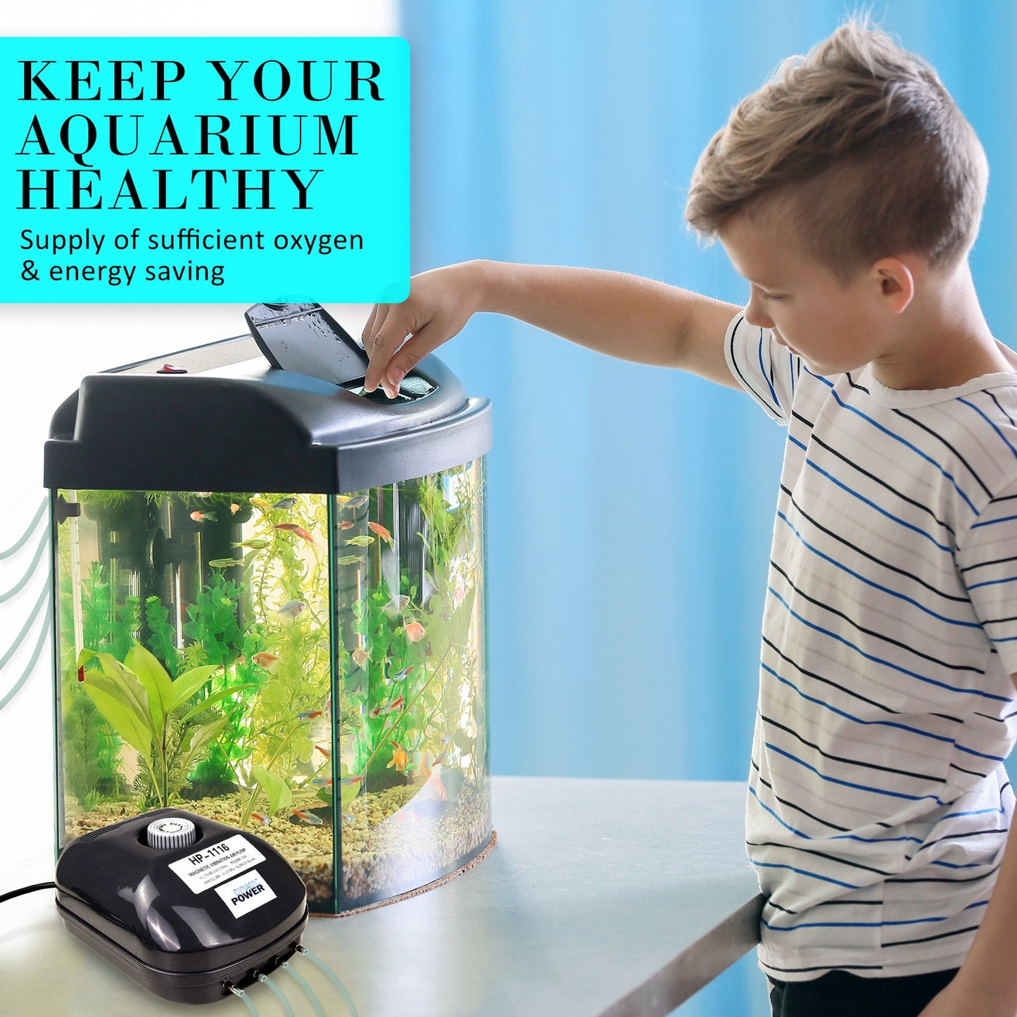 Dynamic Power Aquarium Air Pump Oxygen Hydroponic 4 Outlet 360L/H 13W - Pet And Farm