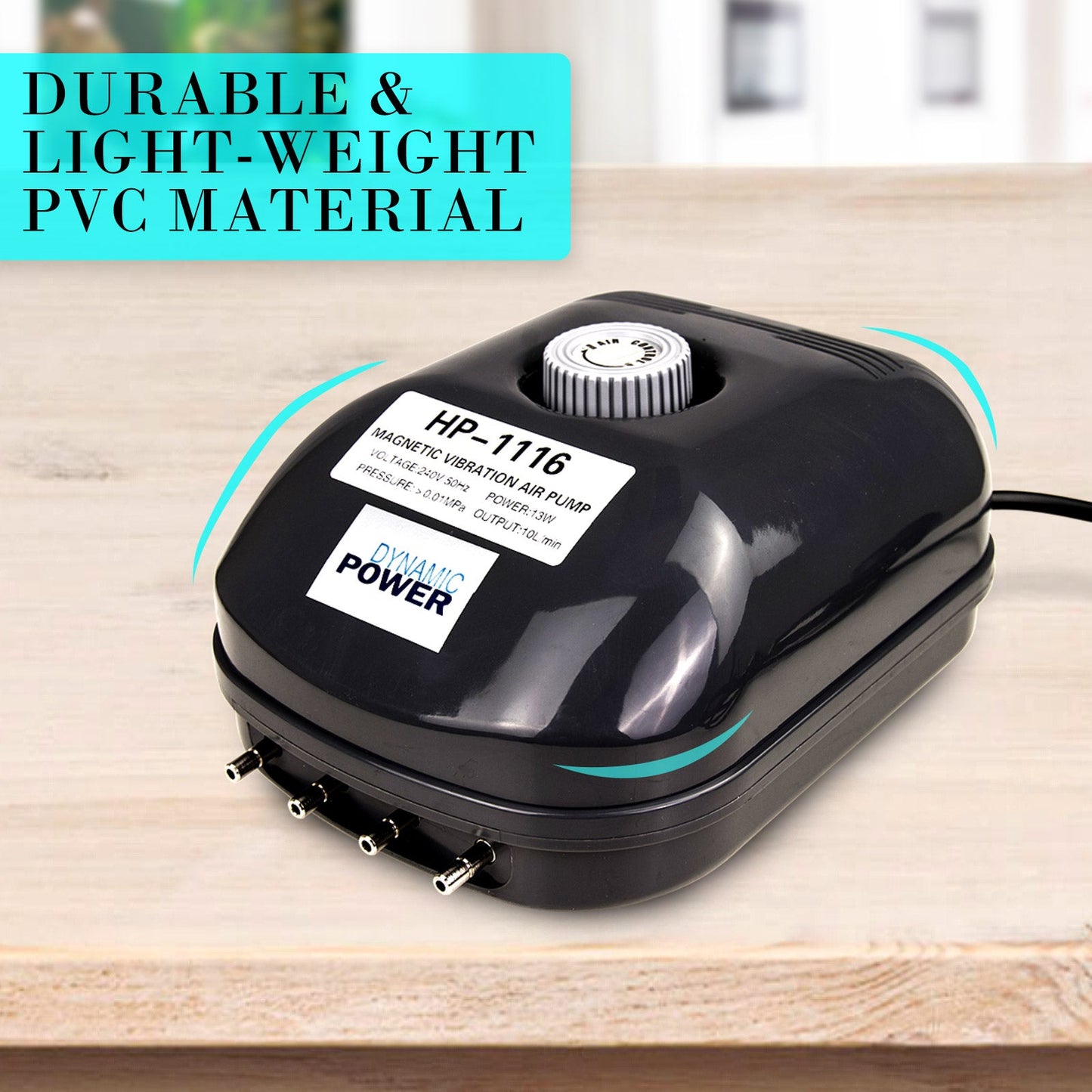 Dynamic Power Aquarium Air Pump Oxygen Hydroponic 4 Outlet 360L/H 13W - Pet And Farm