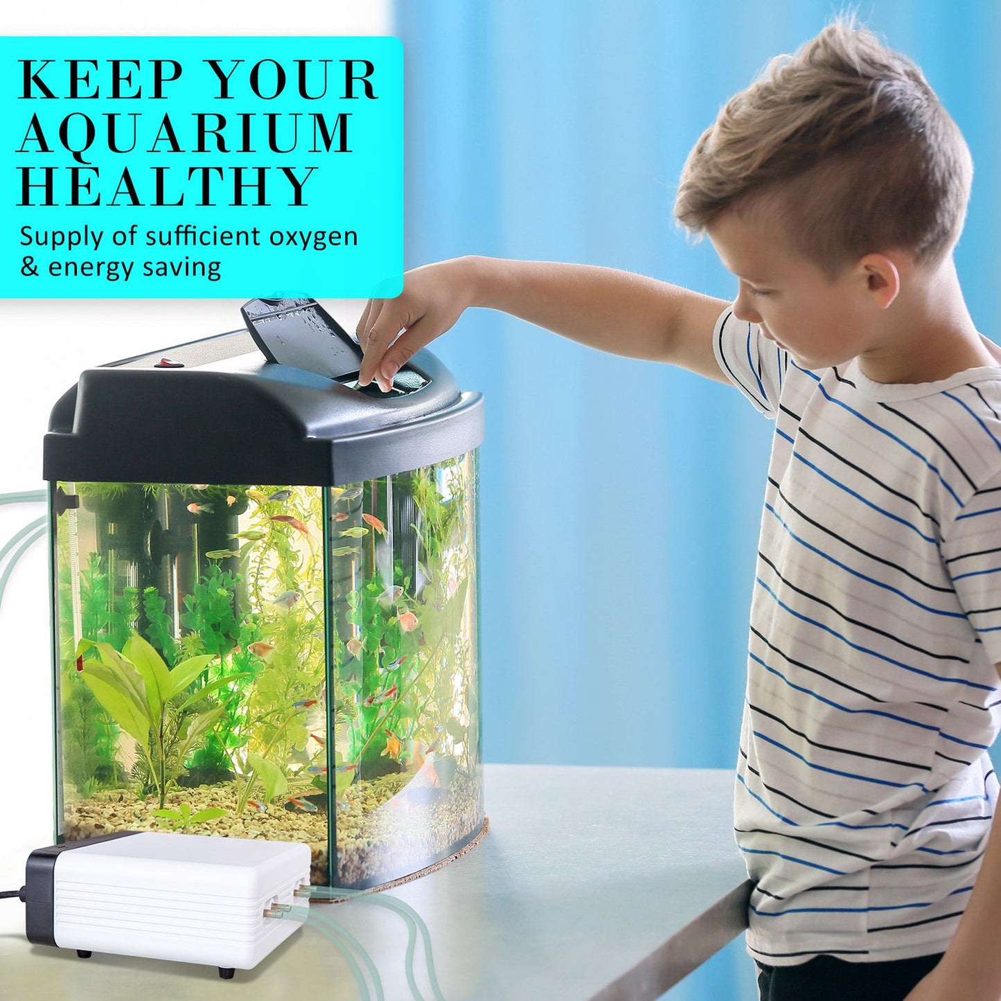 Dynamic Power White Aquarium Air Pump Oxygen Hydroponic 4 Outlet 670L/H 8W - Pet And Farm