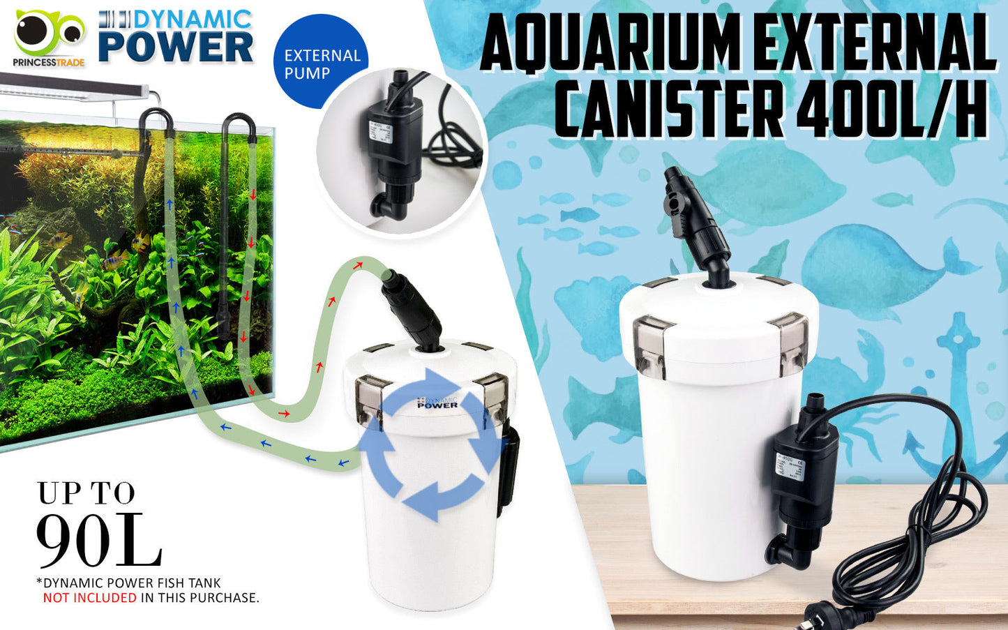 Dynamic Power Aquarium External Canister Filter 400L/H - Pet And Farm