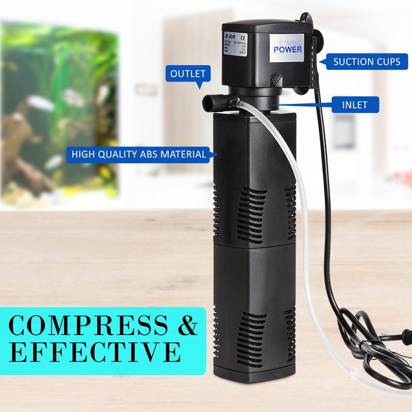 Dynamic Power Aquarium Submersible Filter 1200L/H 22W 1.6m Pond Pump - Pet And Farm