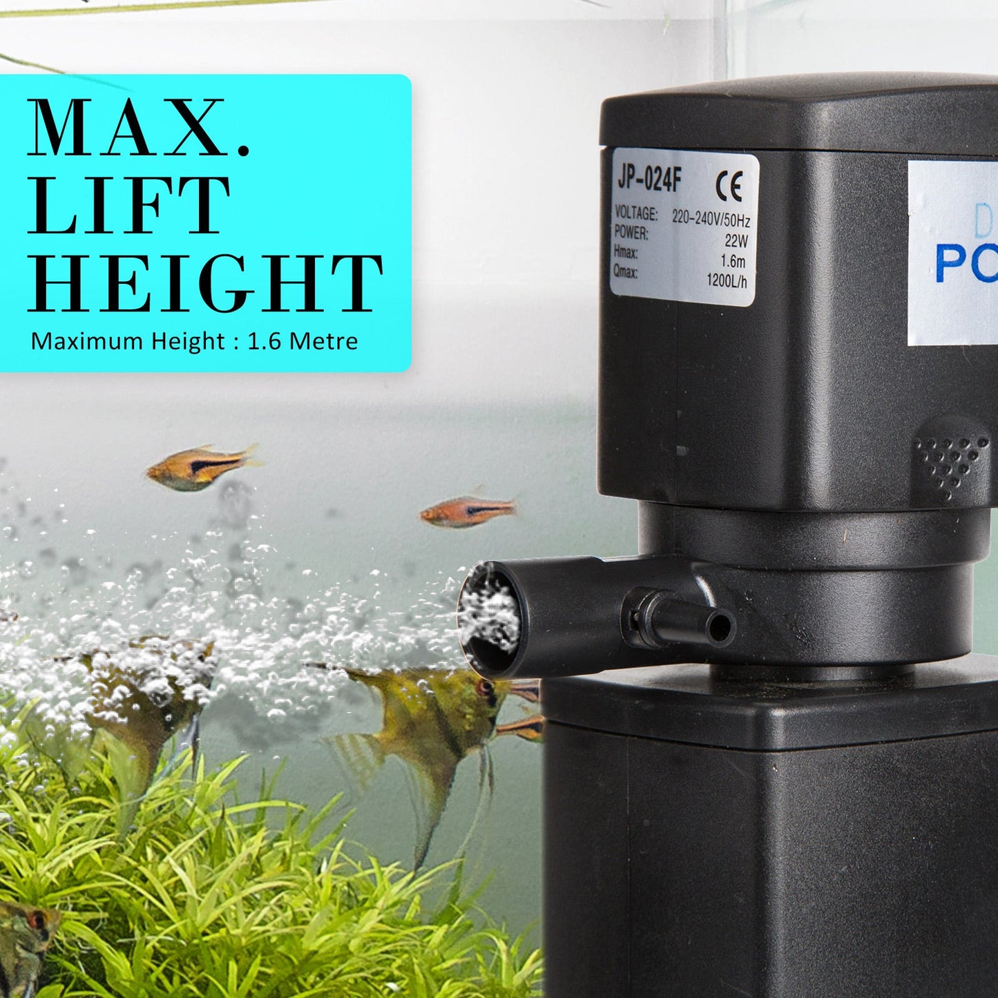 Dynamic Power Aquarium Submersible Filter 1200L/H 22W 1.6m Pond Pump - Pet And Farm