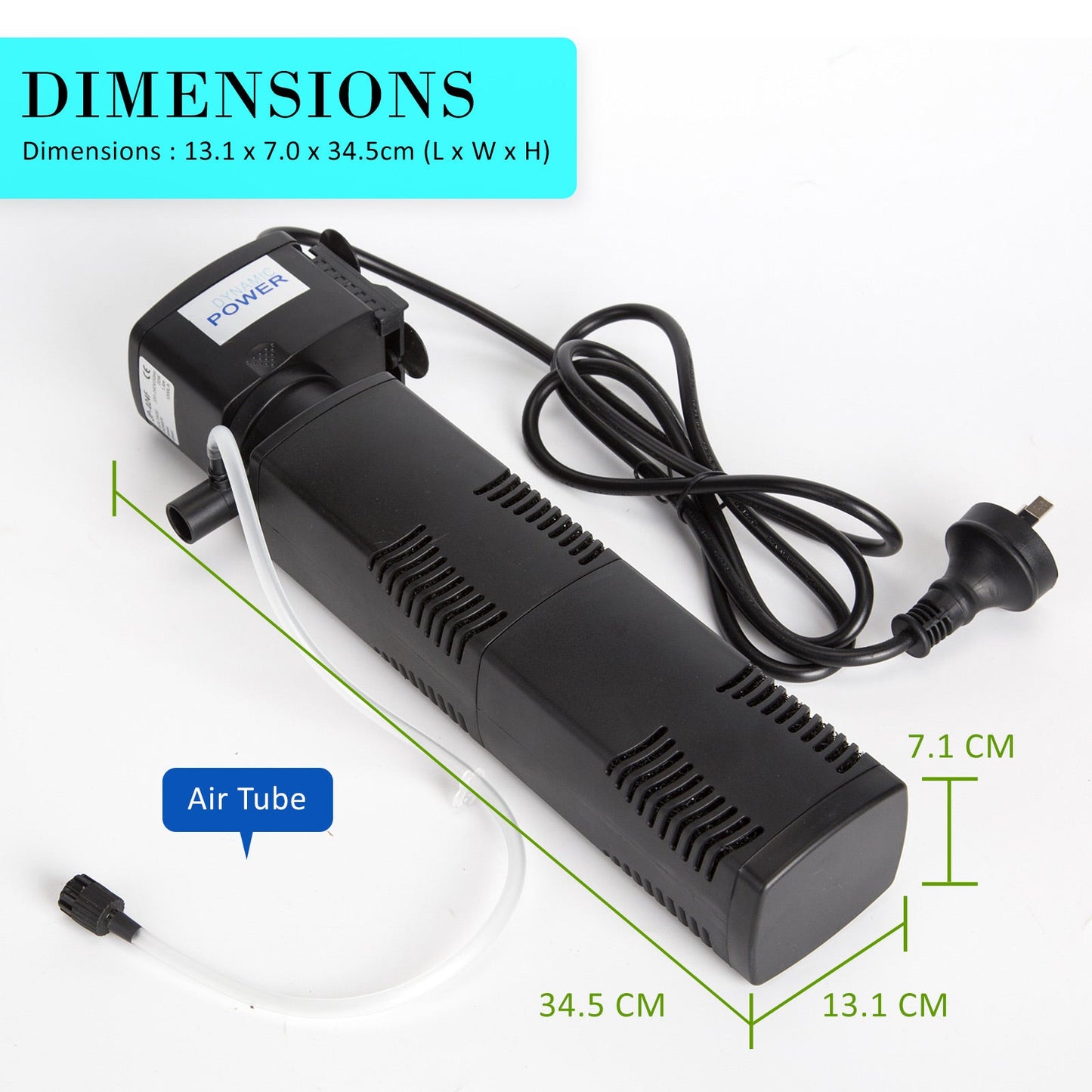 Dynamic Power Aquarium Submersible Filter 1600L/H 35W 2.5m Pond Pump - Pet And Farm
