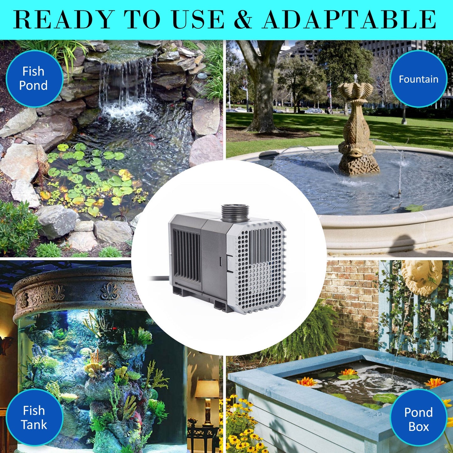 Dynamic Power Aquarium Submersible Water Pump 3000L/H 55W 3m Pond - Pet And Farm