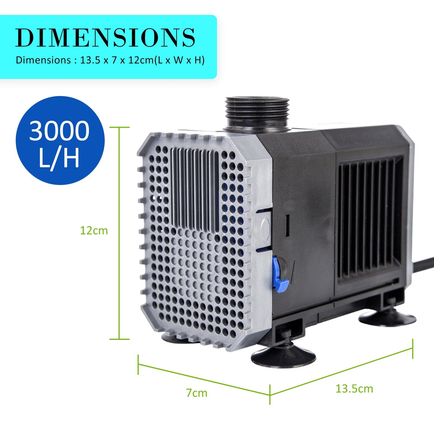 Dynamic Power Aquarium Submersible Water Pump 3000L/H 55W 3m Pond - Pet And Farm