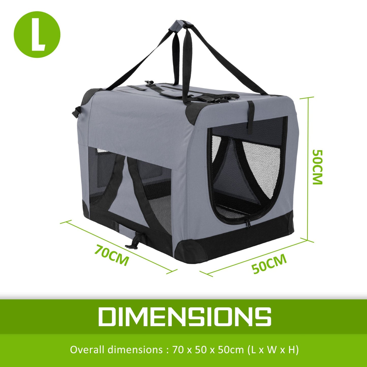 Paw Mate Grey Portable Soft Dog Cage Crate Carrier L - Pet And Farm