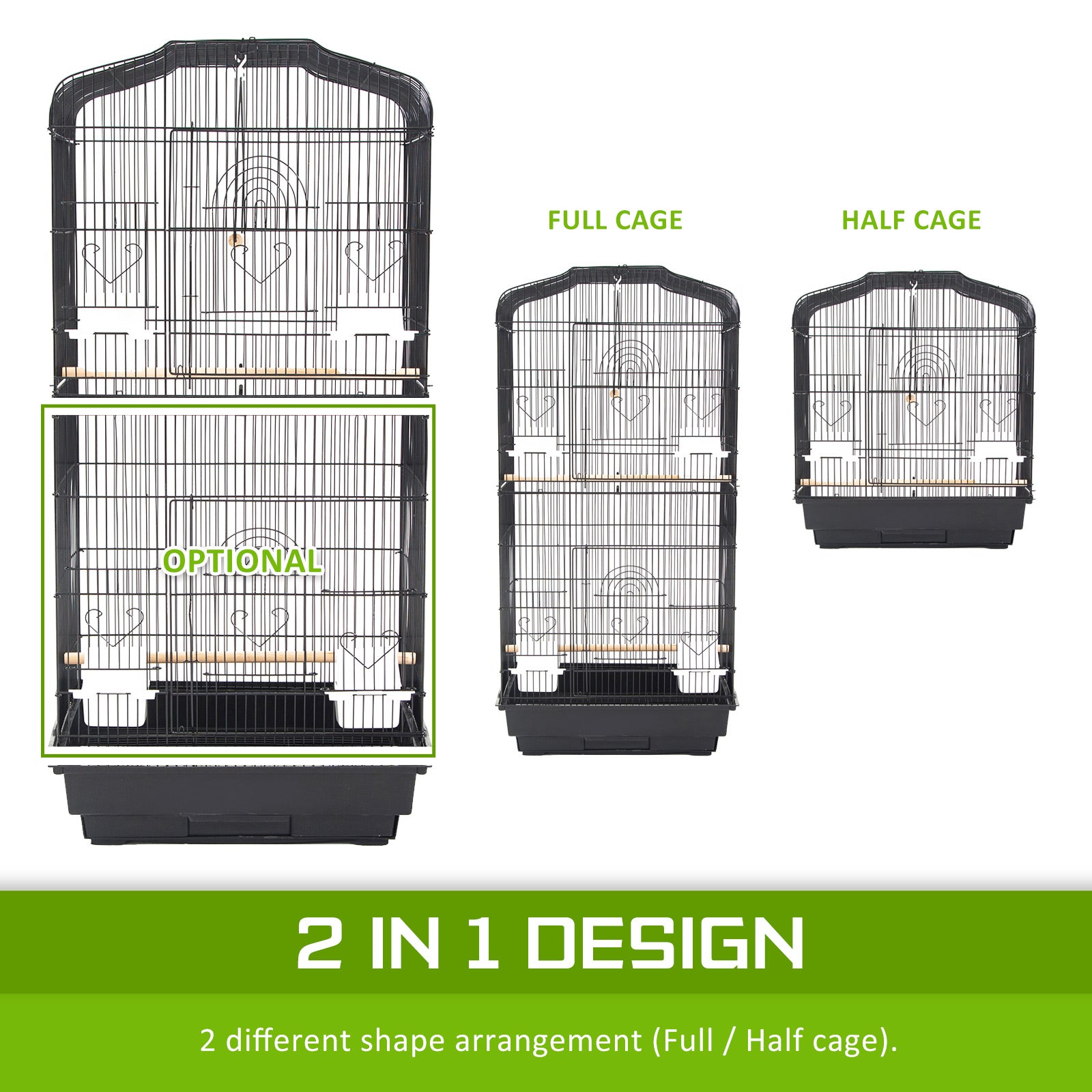Paw Mate Bird Cage Parrot Aviary Veer 2IN1 Design 92cm - Pet And Farm
