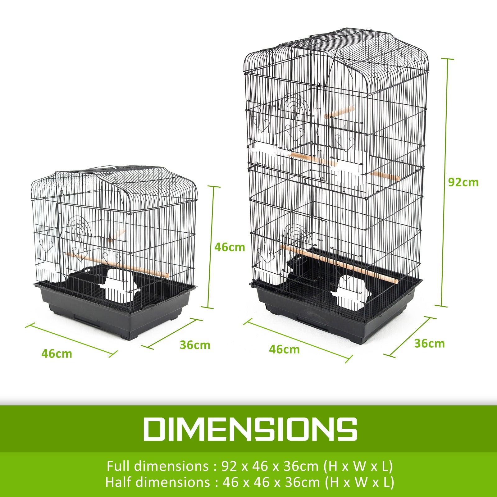 Paw Mate Bird Cage Parrot Aviary Veer 2IN1 Design 92cm - Pet And Farm