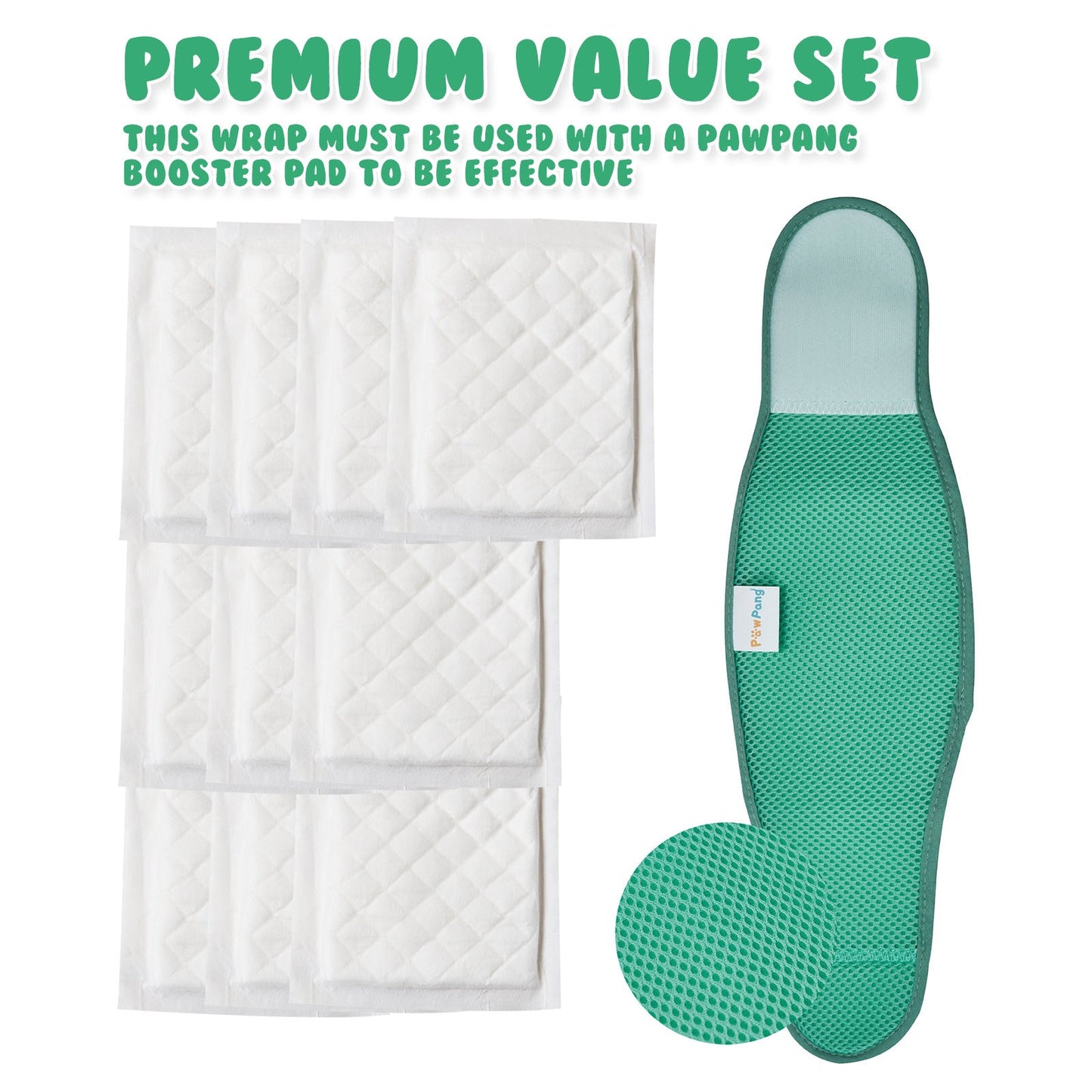 PawPang S Dog Wrap Reusable Male + 10 Ct S Diaper Booster Pads Disposable - Pet And Farm