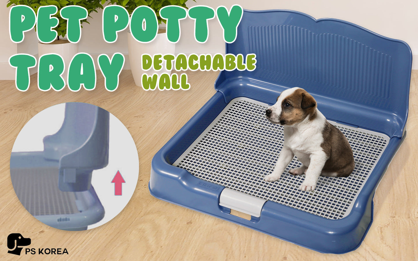 PS KOREA Blue Dog Pet Potty Tray Training Toilet Detachable Wall T2 - Pet And Farm