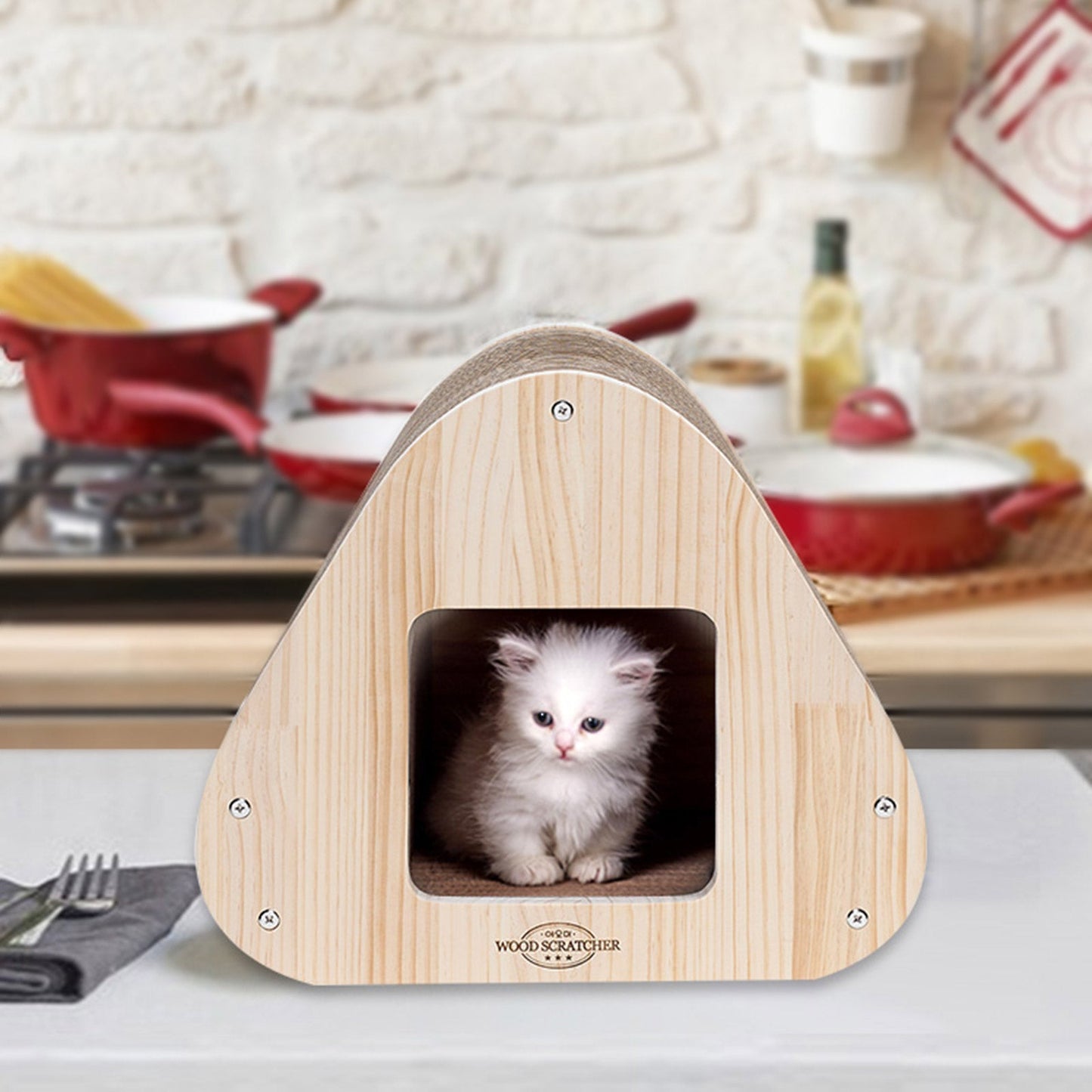 Yaomi Wood Triangle Cat Scratcher Sofa Pet Bed - Pet And Farm