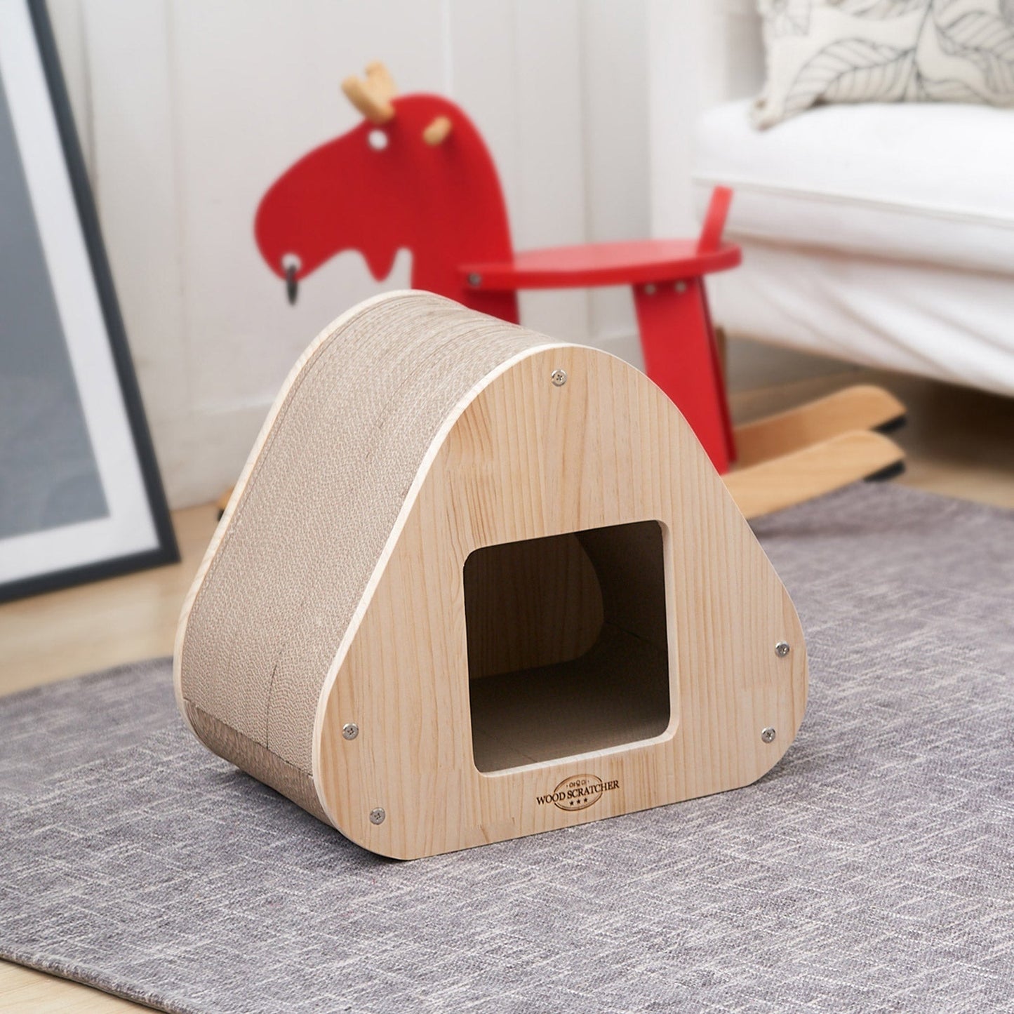 Yaomi Wood Triangle Cat Scratcher Sofa Pet Bed - Pet And Farm