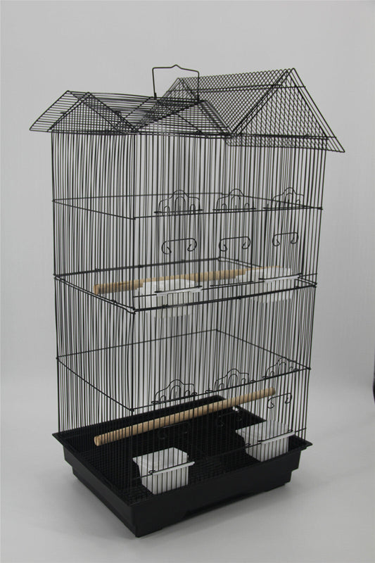 YES4PETS Medium Size Bird Cage Parrot Budgie Aviary with Perch - Black - Pet And Farm