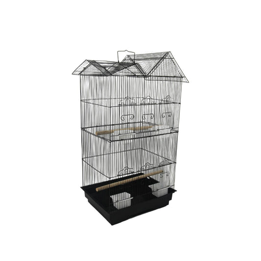 YES4PETS 4 X Medium Size Bird Cage Parrot Budgie Aviary with Perch - Black - Pet And Farm