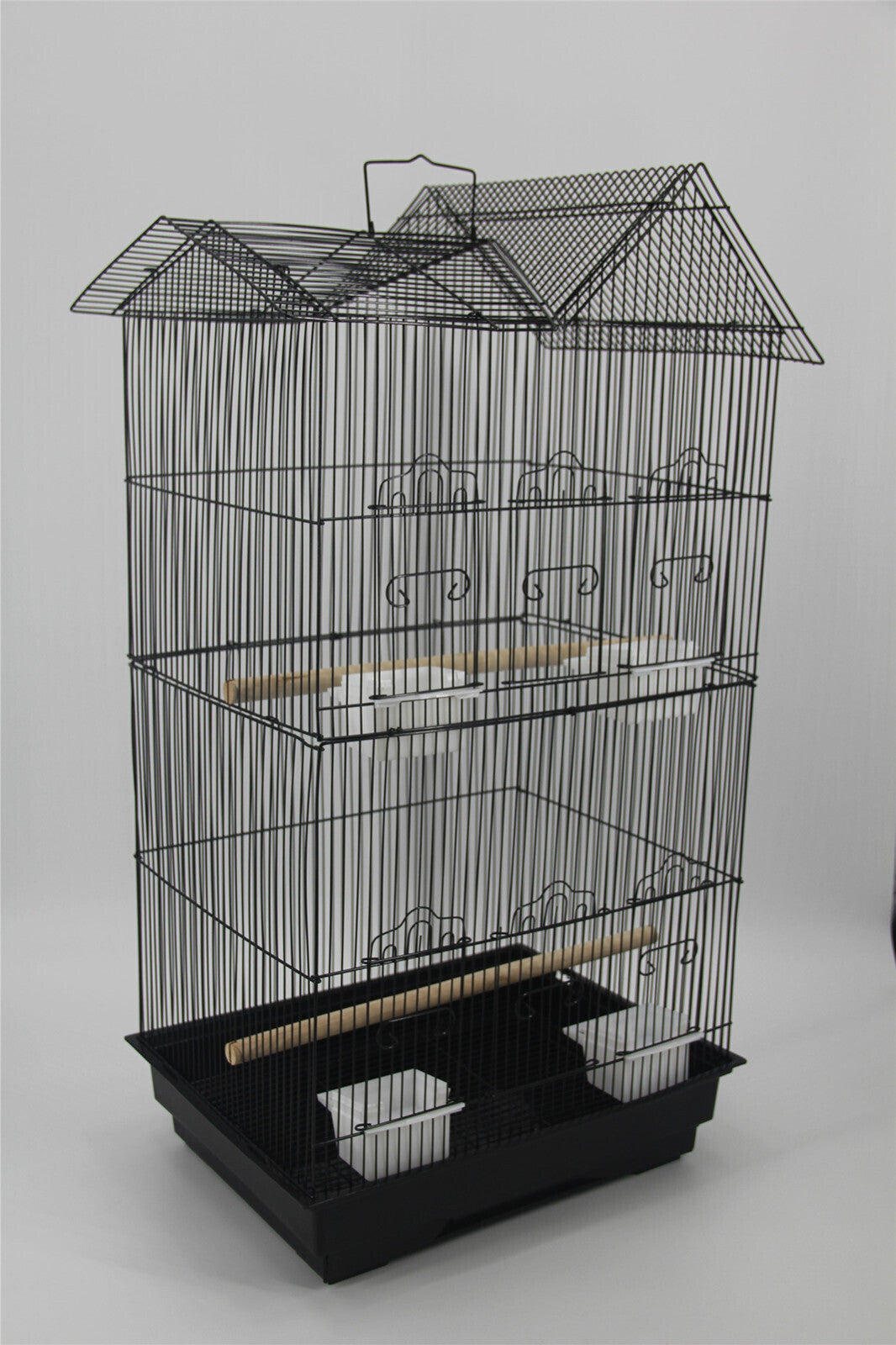 YES4PETS 4 X Medium Size Bird Cage Parrot Budgie Aviary with Perch - Black - Pet And Farm