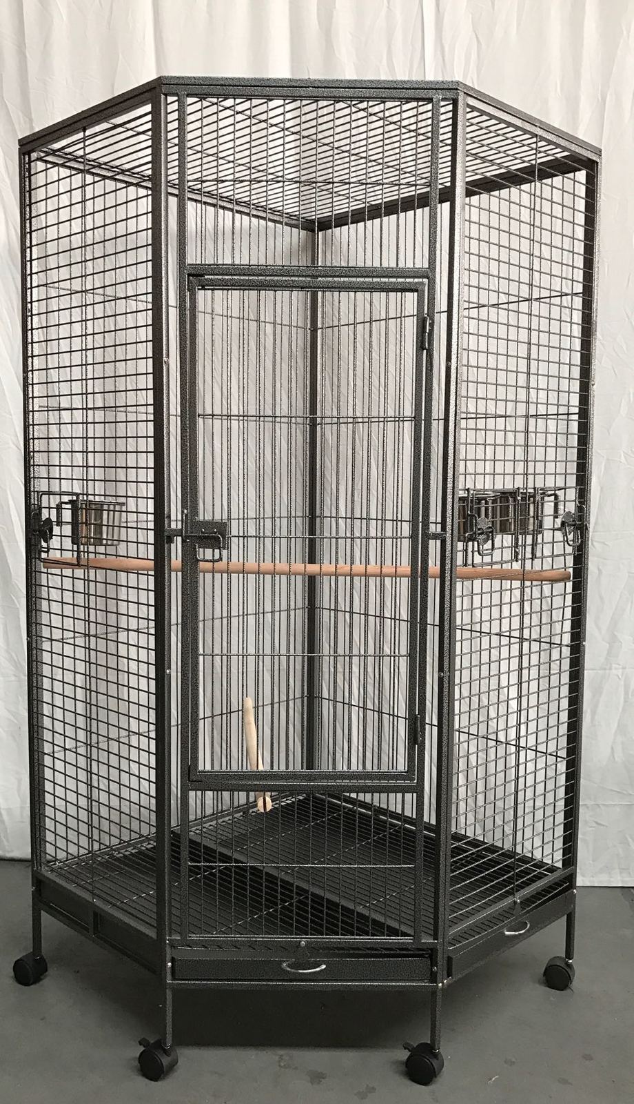 YES4PETS 162cm Large Corner Bird Cage Pet Parrot Aviary Perch Castor Wheel - Pet And Farm