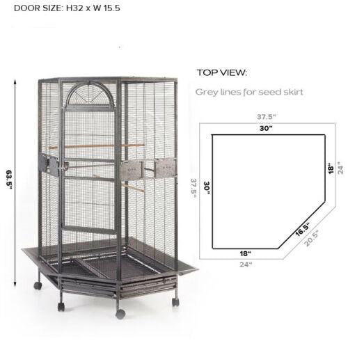 YES4PETS 161 cm XL Corner Bird Cage Pet Parrot Aviary Perch Castor Wheel - Pet And Farm