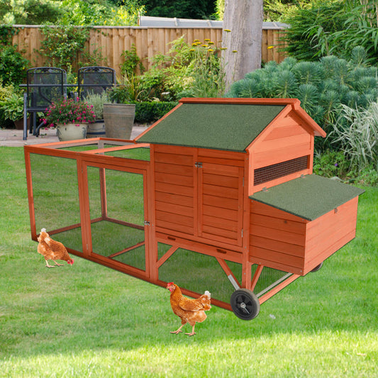 YES4PETS 248 cm XL Chicken Coop Rabbit Hutch Ferret Hen Guinea Pig House With Wheels - Pet And Farm