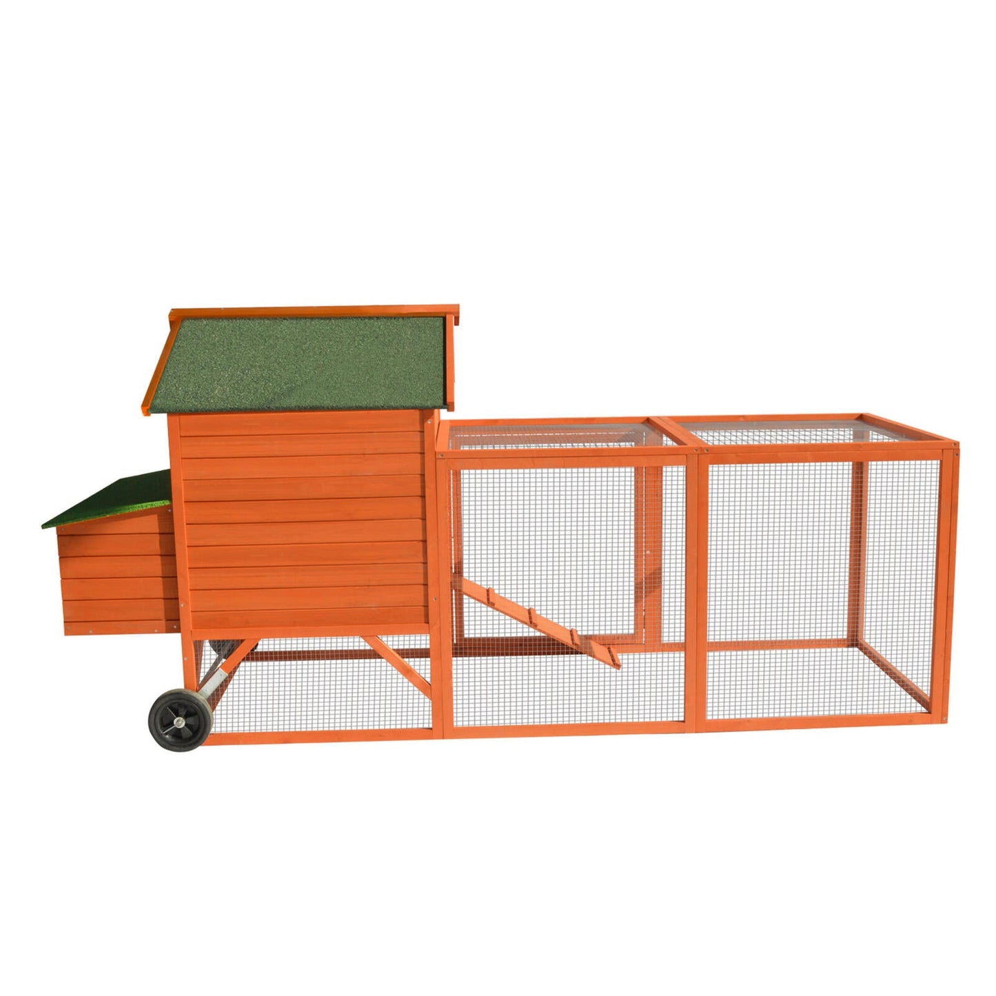 YES4PETS 248 cm XL Chicken Coop Rabbit Hutch Ferret Hen Guinea Pig House With Wheels - Pet And Farm