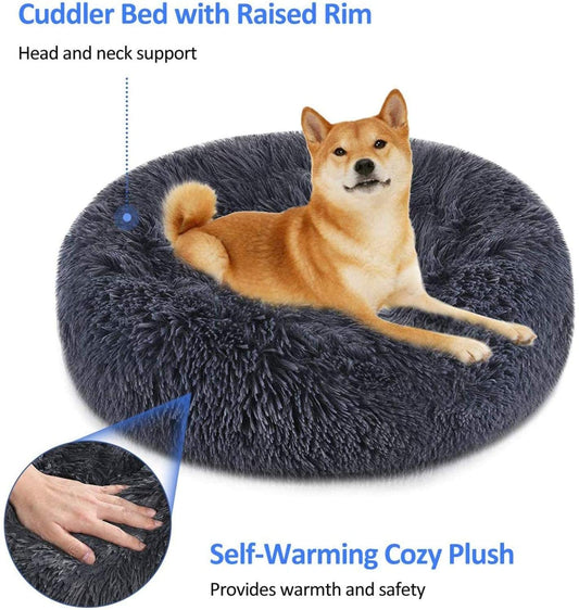 Soft Dog Bed Round Washable Plush Pet Kennel Cat Bed Mat Sofa Small 50cm - Pet And Farm