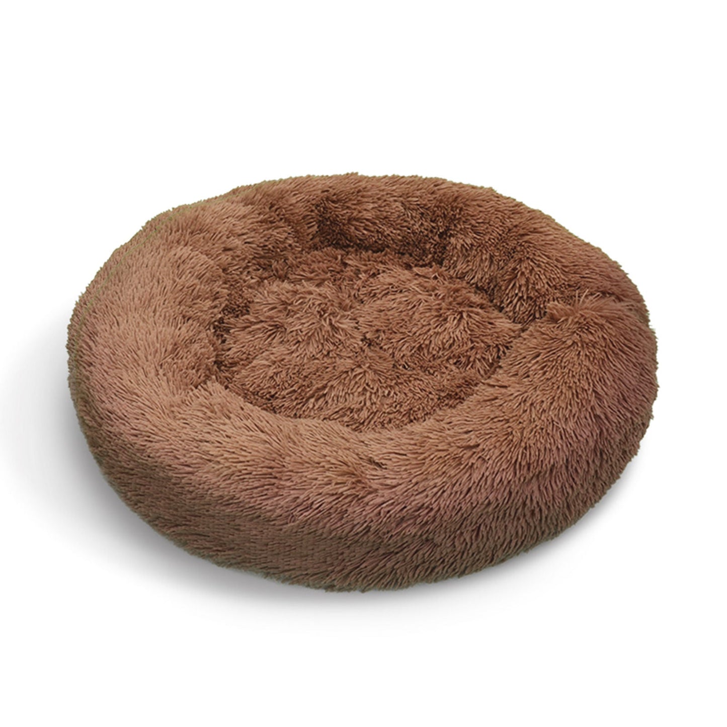 Pet Dog Bedding Warm Plush Round Comfortable Dog Nest Light Coffee Large 90cm - Pet And Farm