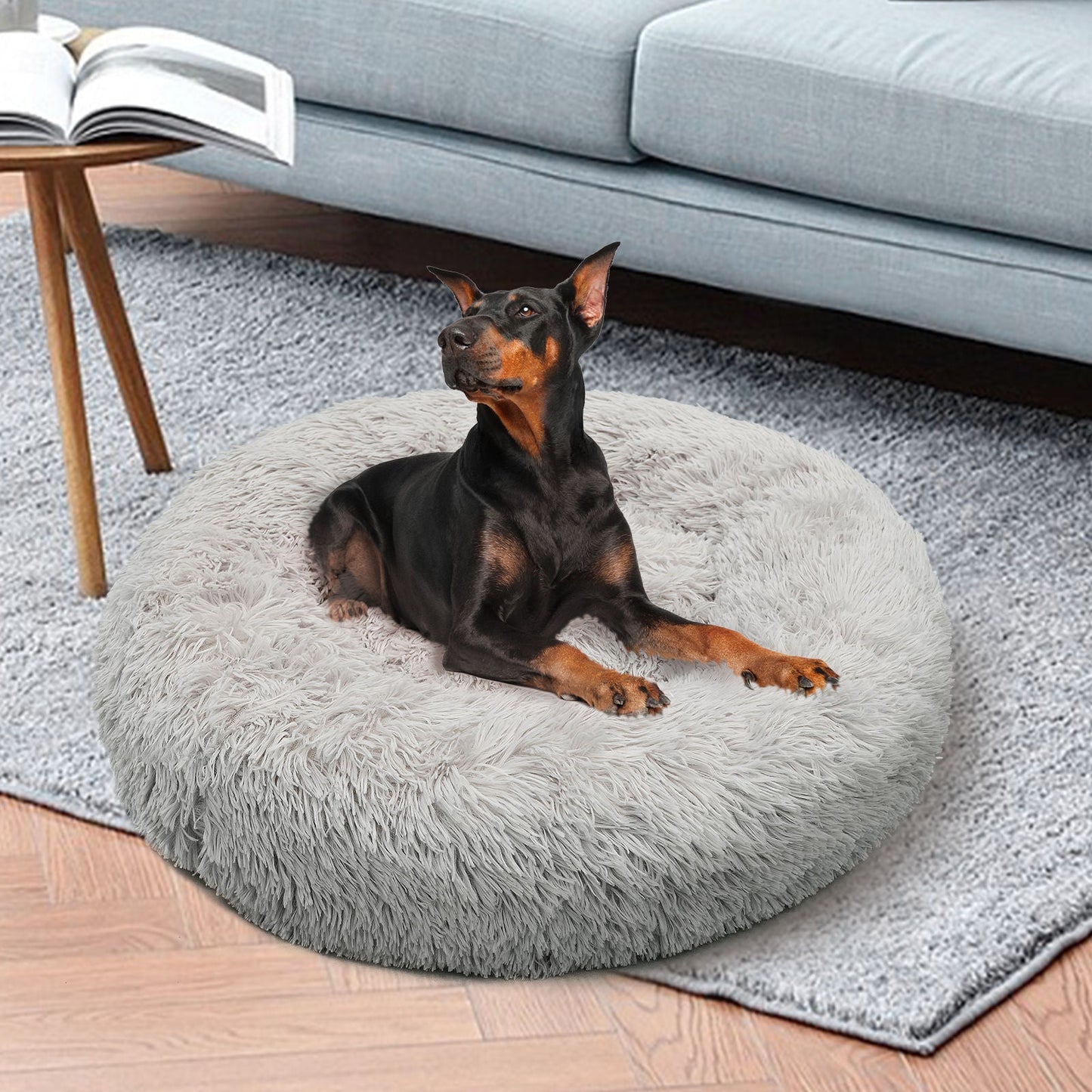 Pet Dog Bed Bedding Warm Plush Round Comfortable Dog Nest Light Grey M 70cm - Pet And Farm