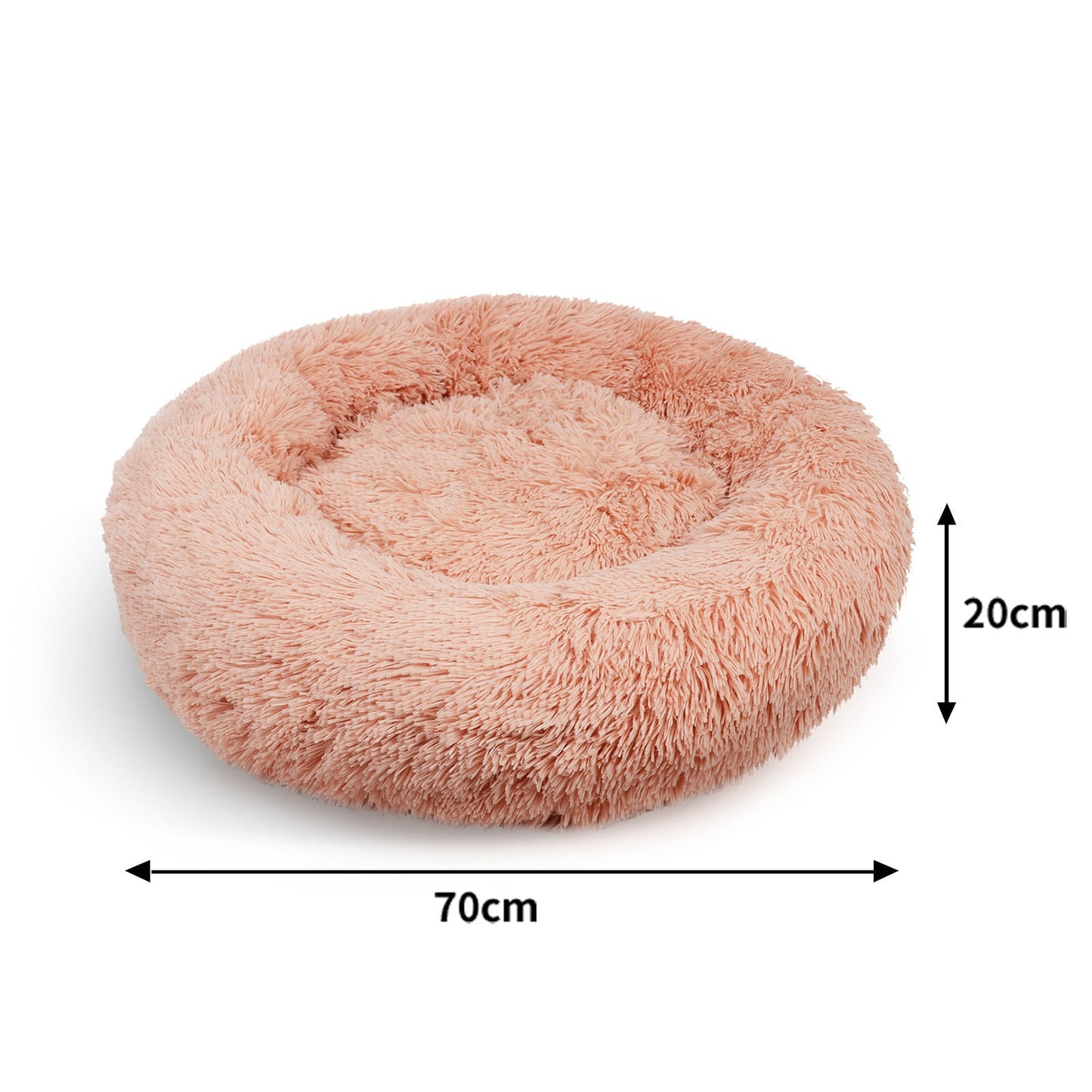 Pet Dog Bedding Warm Plush Round Comfortable Nest Comfy Sleep kennel Pink M 70cm - Pet And Farm