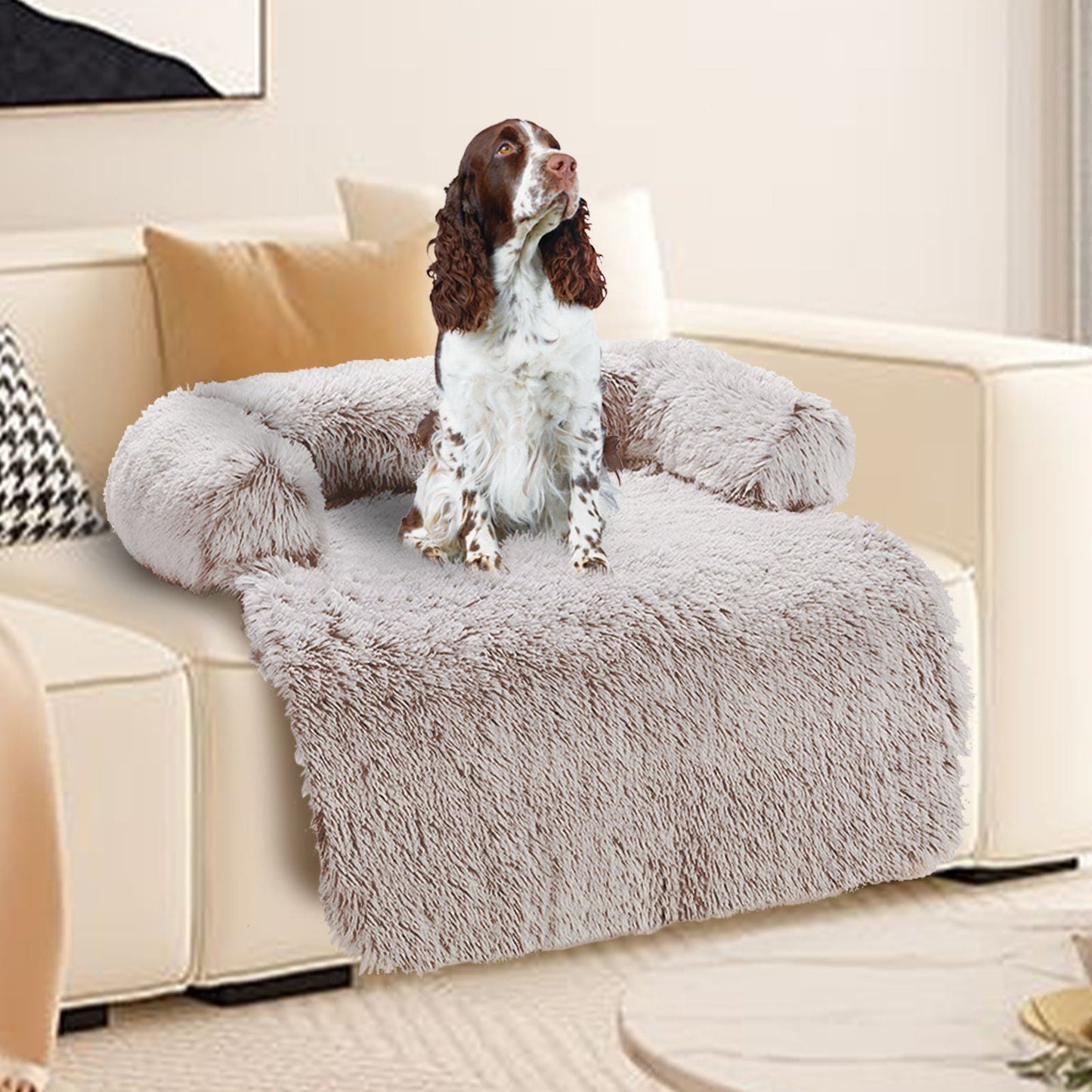 Pet Sofa Bed Dog Calming Sofa Cover Protector Cushion Plush Mat L - Pet And Farm