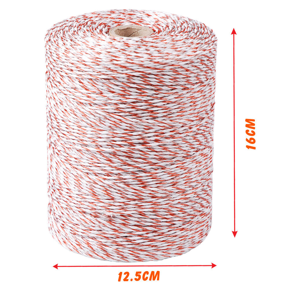500m Roll Polywire Electric Fence Stainless Steel Poly Wire Energiser Insulator - Pet And Farm