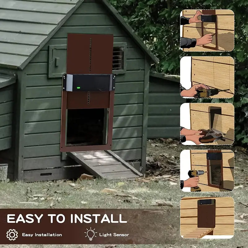 NNETM PCS Automatic Chicken House Coop Door Light-Sensitive Night And Morning Delay Auto Guard Door Opening For Chickens - Pet And Farm