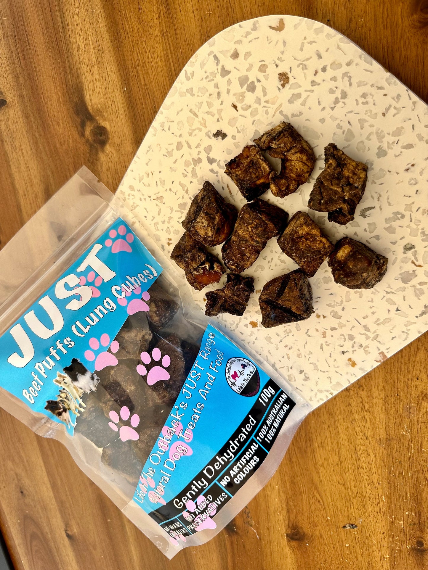 1x Just Beef Puffs (lung cubes) - Pet And Farm
