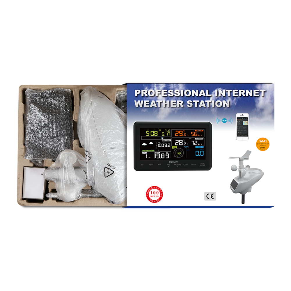 Devanti Wireless WiFi Professional Weather Station Solar Sensor LCD UV Light - Pet And Farm