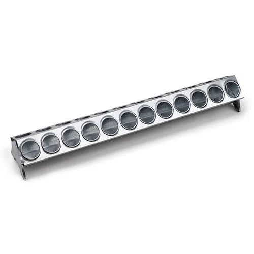 Poultry Galvanised Feeding Trough with Holes - Pet And Farm
