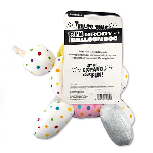 Brody The Balloon Dog Paw Ty- Time Dog Toy - Pet And Farm